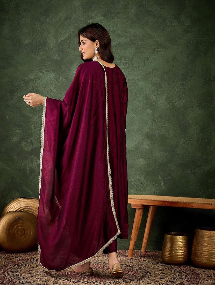 women purple kurta dupatta set - 22440223 -  Standard Image - 2