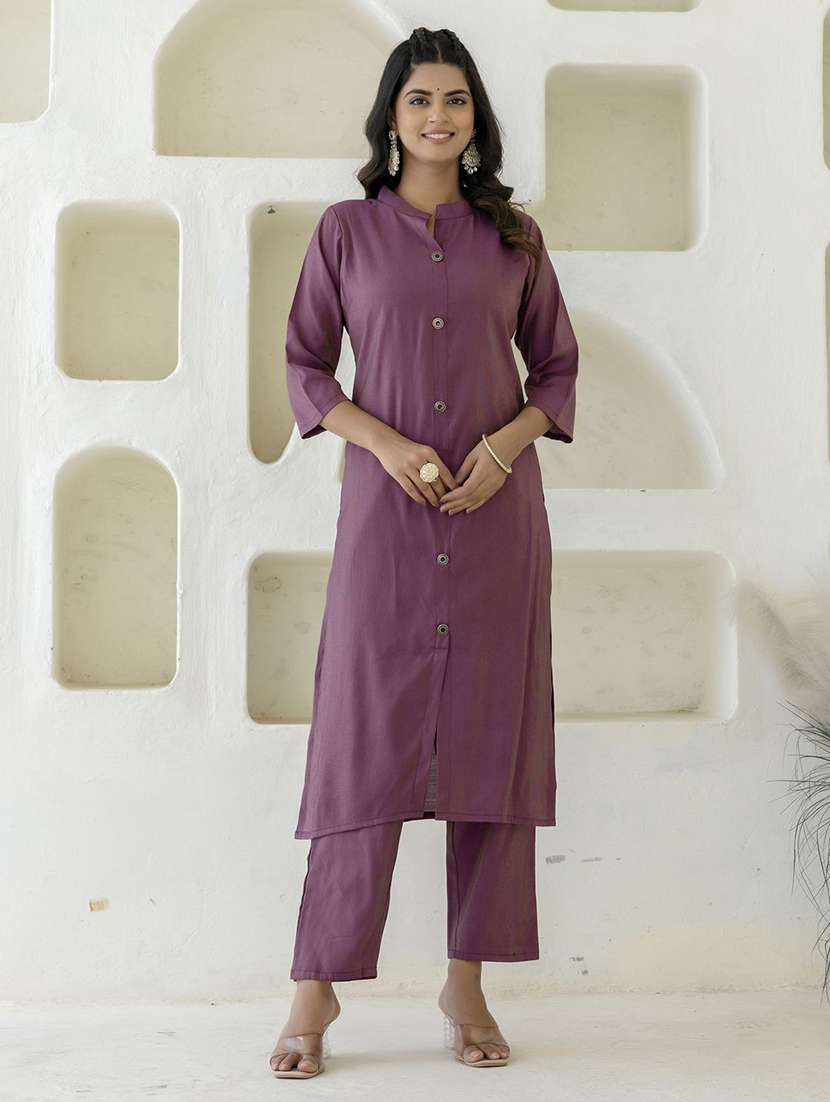women purple kurta dupatta set - 22440286 -  Standard Image - 2