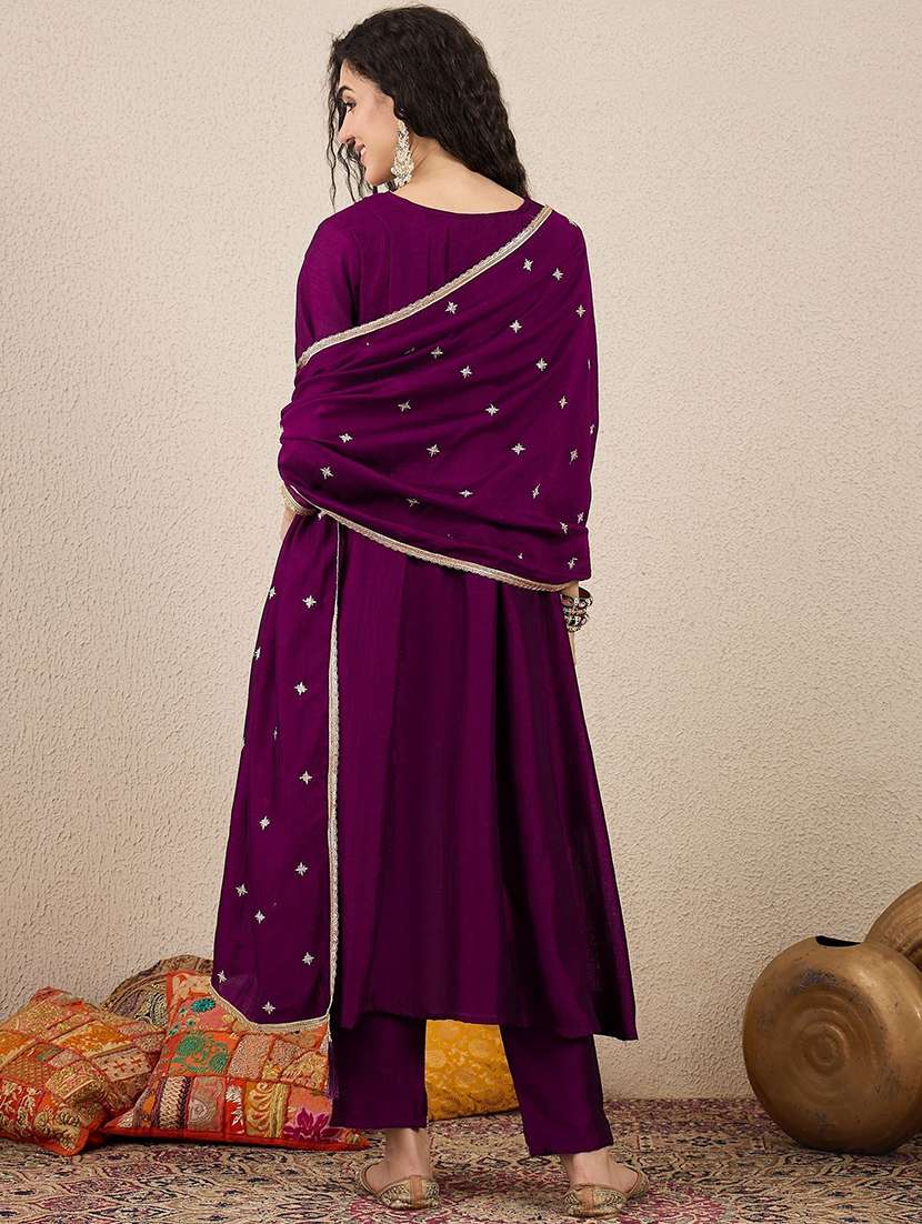 women purple kurta dupatta set - 22440326 -  Standard Image - 2