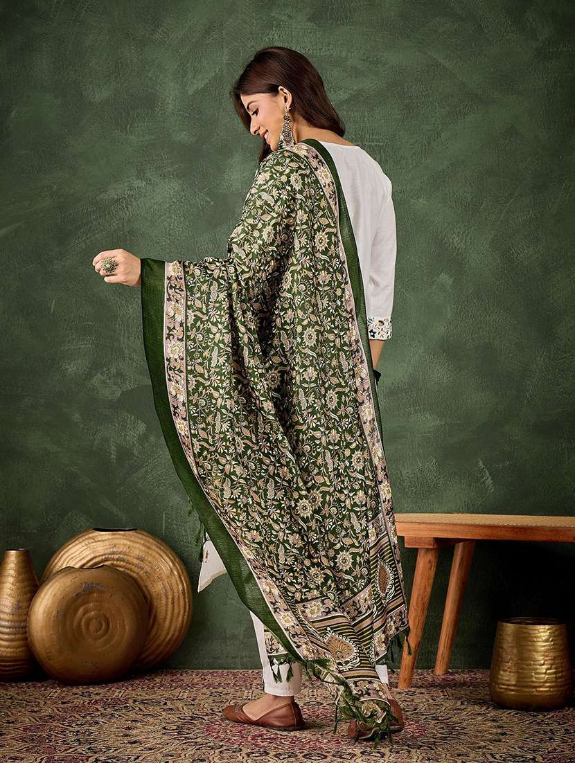 women self design white kurta dupatta set - 22440351 -  Standard Image - 2