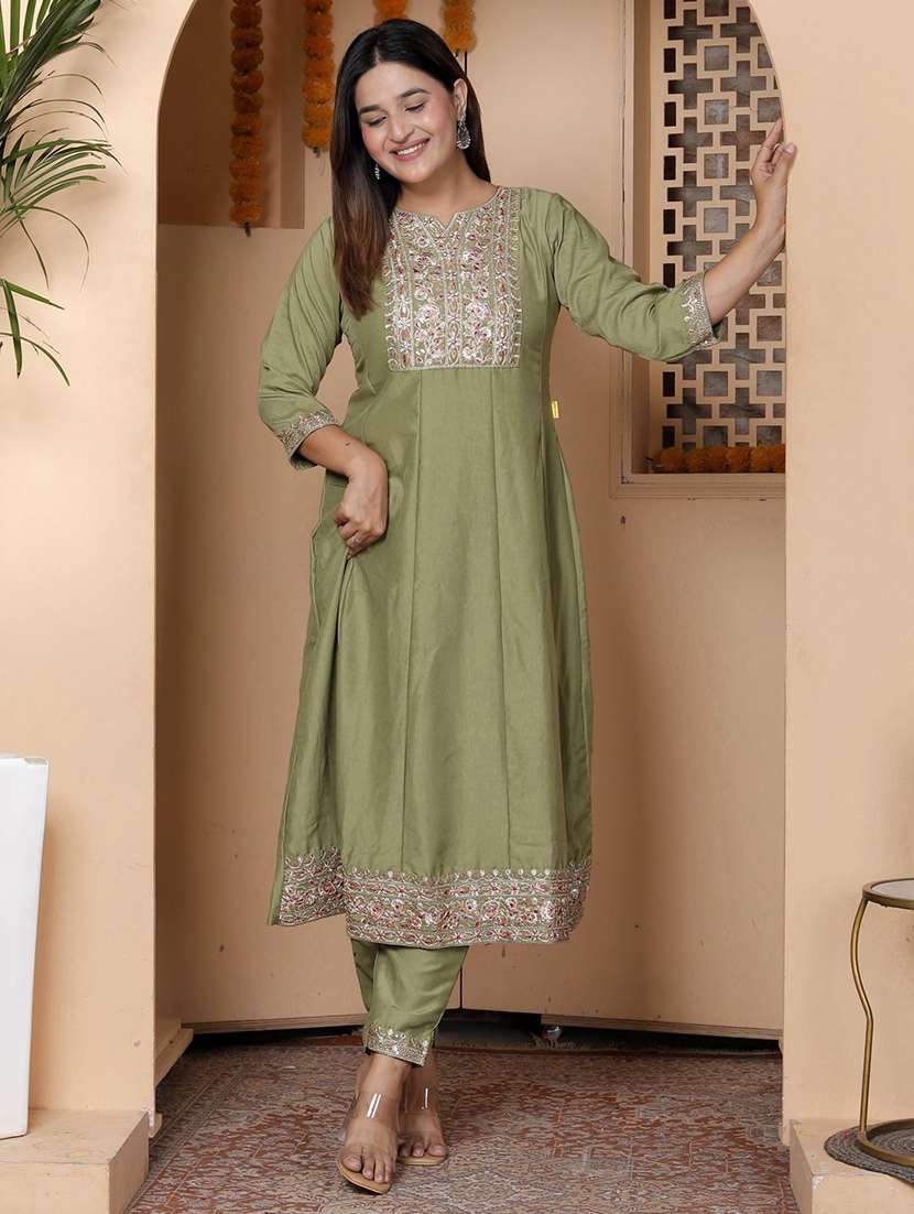 women green kurta dupatta set - 22440366 -  Standard Image - 2