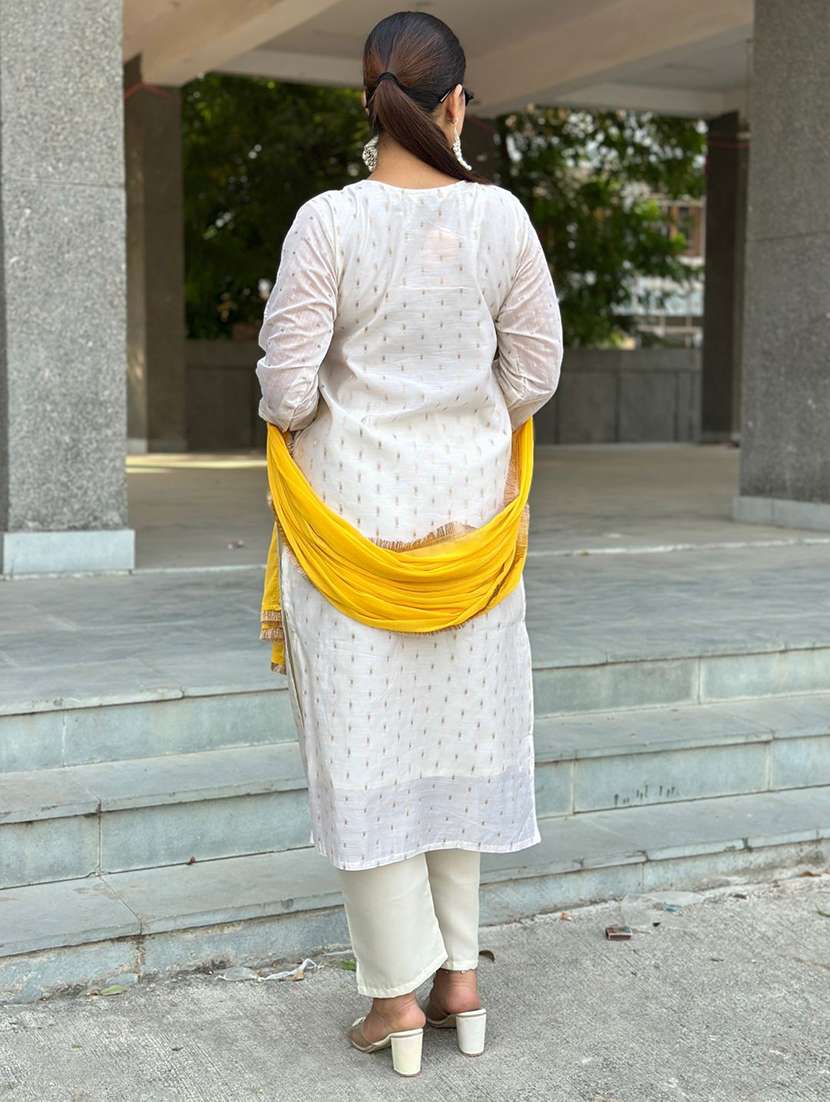 women white kurta dupatta set - 22440374 -  Standard Image - 2