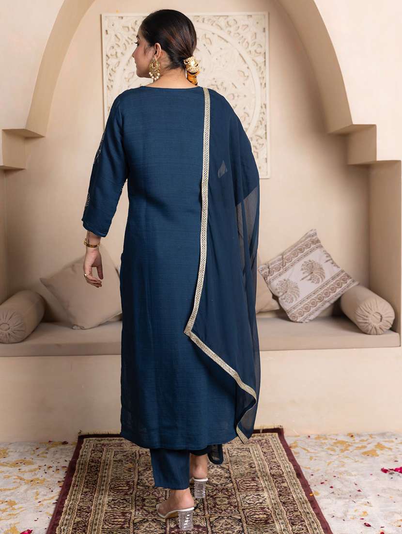 women blue kurta dupatta set - 22440386 -  Standard Image - 2
