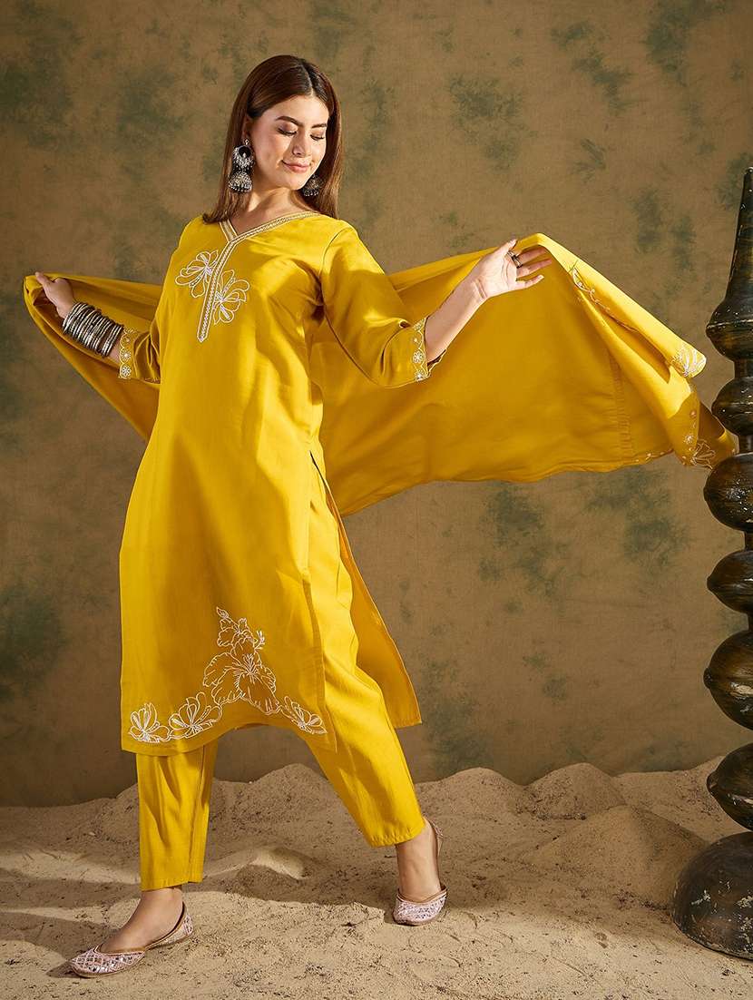 women yellow kurta dupatta set - 22440391 -  Standard Image - 2