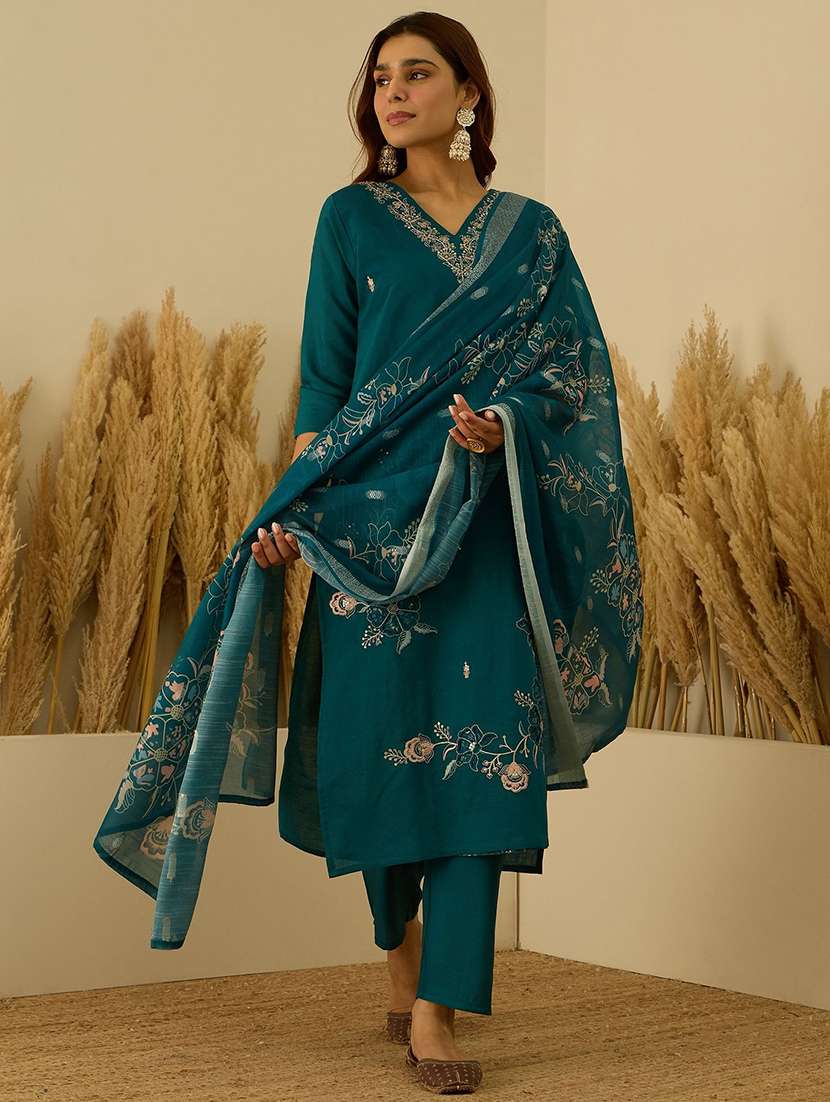 women green kurta dupatta set - 22440397 -  Standard Image - 2