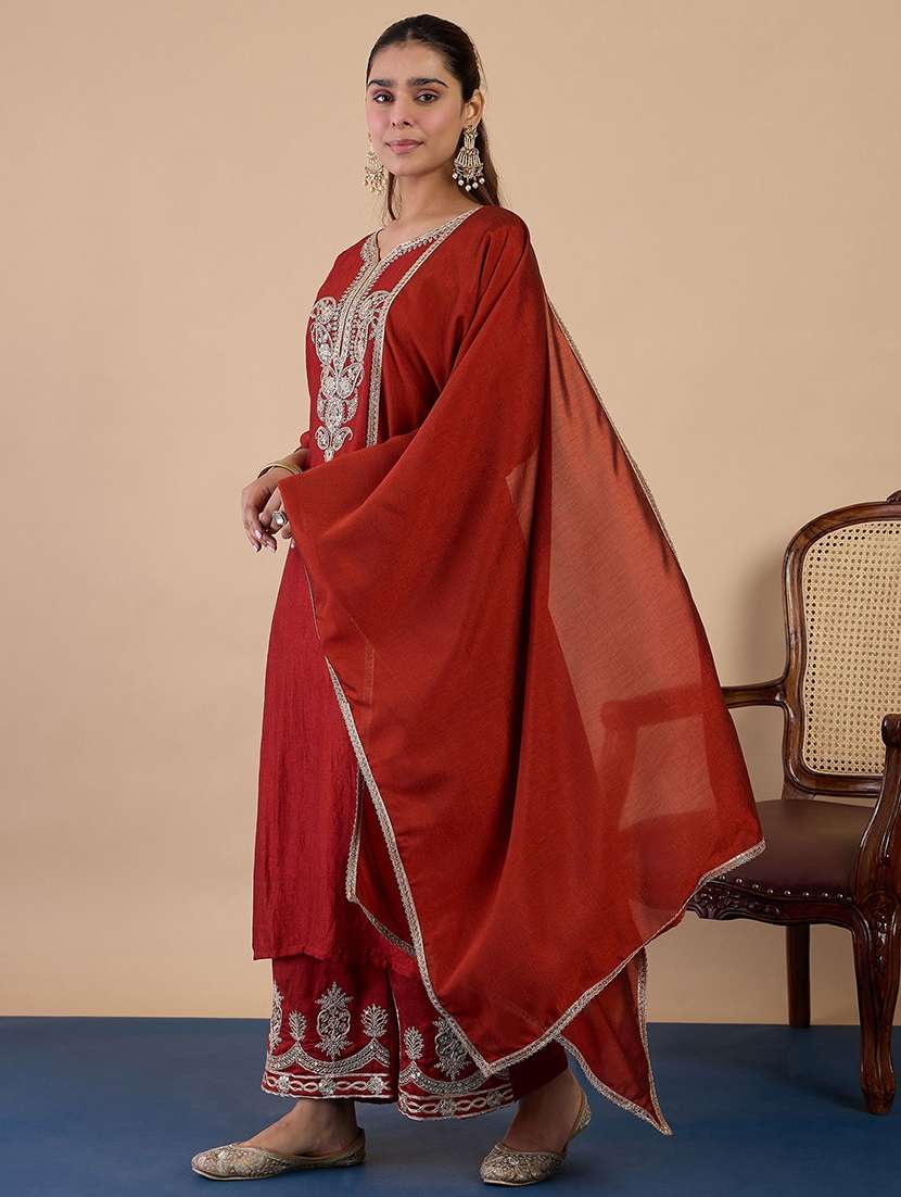 women orange kurta dupatta set - 22440402 -  Standard Image - 2