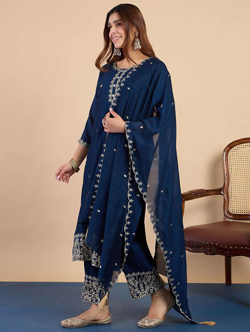 women blue kurta dupatta set - 22440447 -  Standard Image - 2
