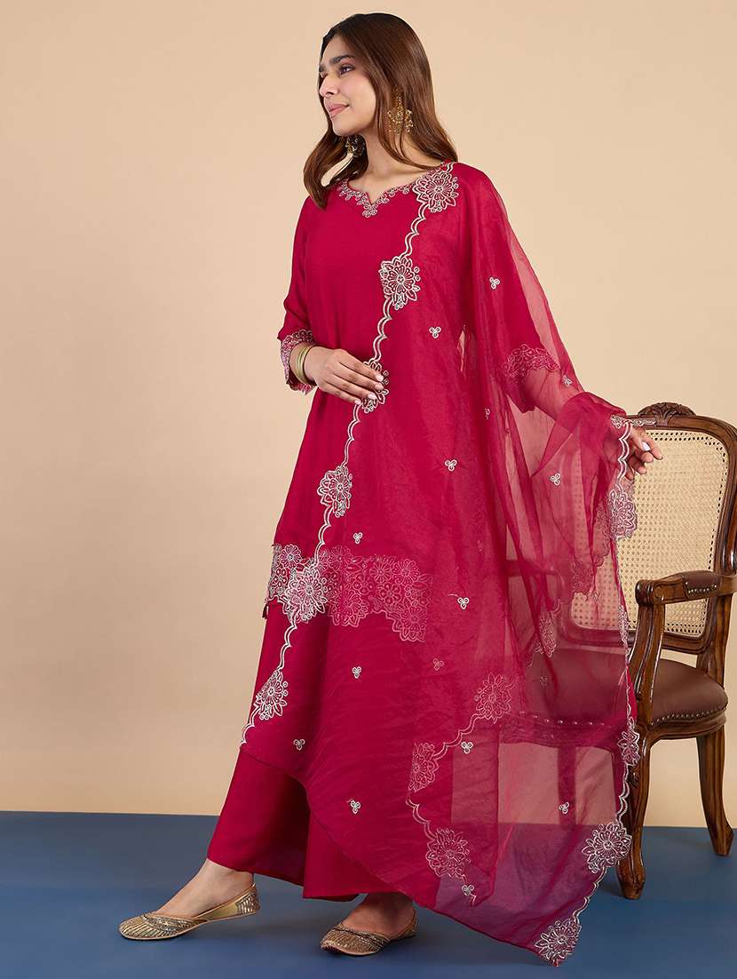 women pink kurta dupatta set - 22440449 -  Standard Image - 2