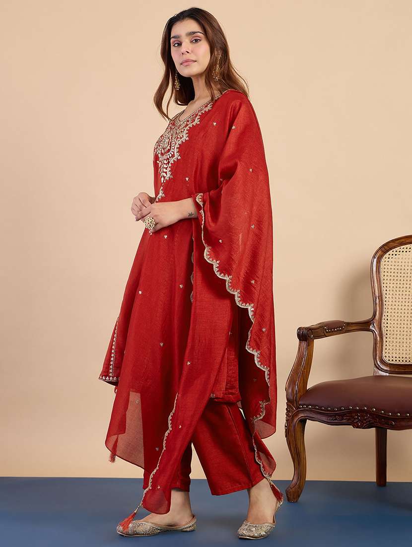 women orange kurta dupatta set - 22440465 -  Standard Image - 2