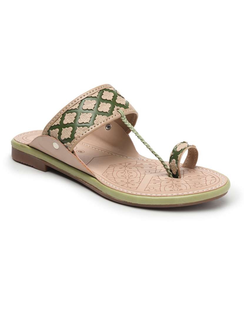 women slip on kholapuri flat sandals - 22440677 -  Standard Image - 2