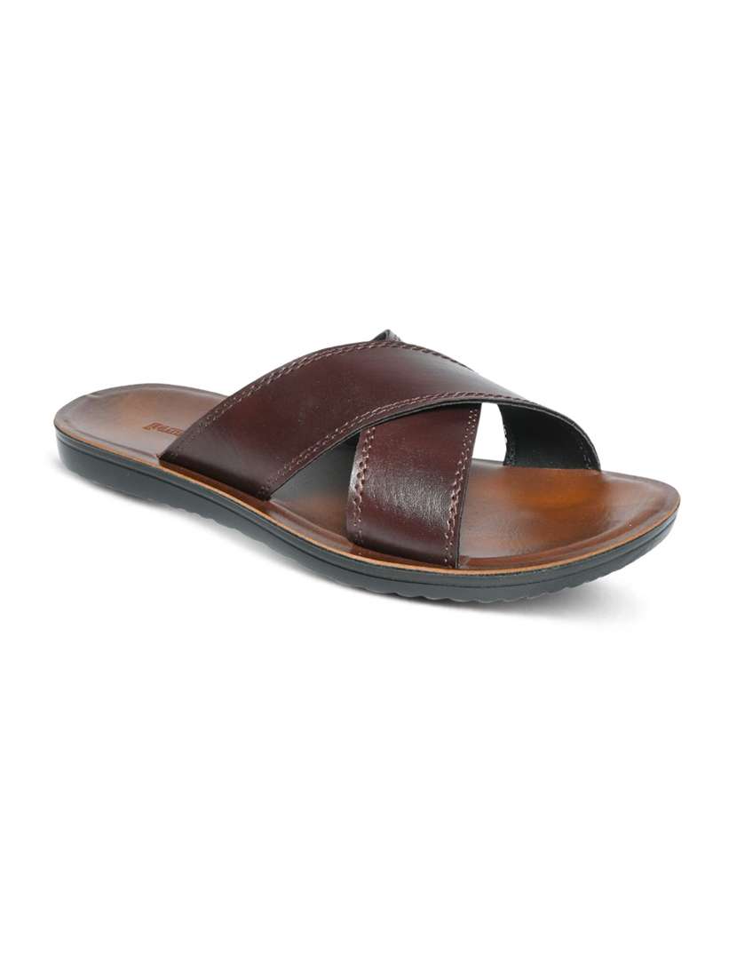 men brown slip on flat sandals - 22440689 -  Standard Image - 2