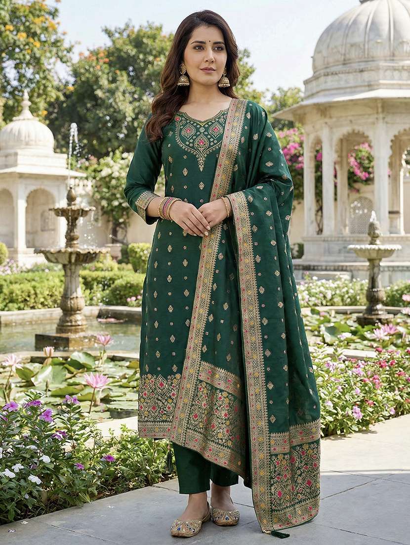 women self design three quarter sleeve kurta pant with dupatta set - 22440836 -  Standard Image - 2