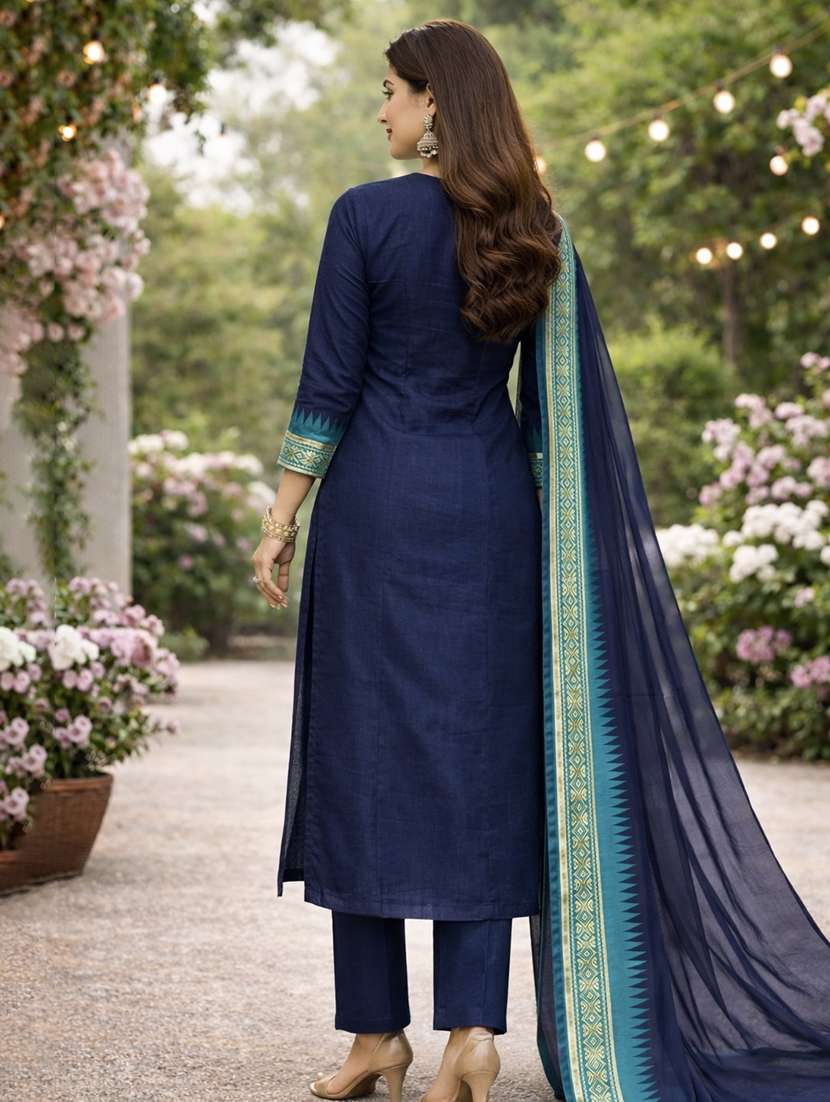 women self design three quarter sleeve kurta pant with dupatta set - 22440843 -  Standard Image - 2