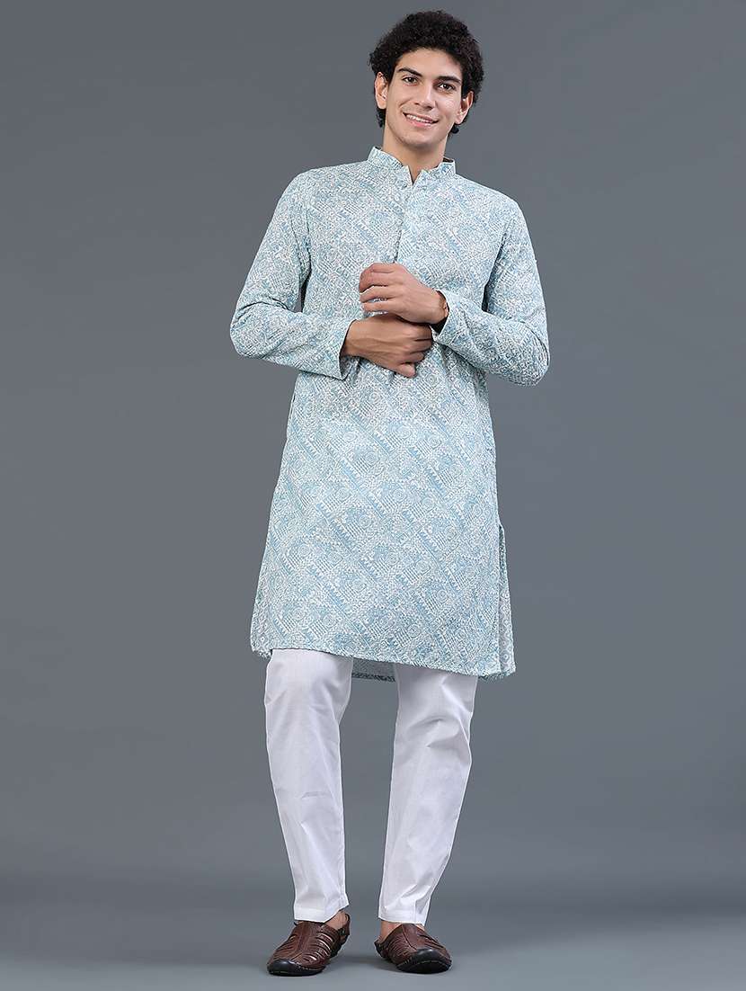 men embroidered long sleeves kurta pyjama set - 22441034 -  Standard Image - 2