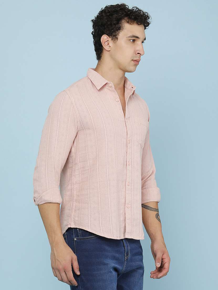 Men Self Design Long Sleeve Regular Fit Casual Shirt - 22441047 -  Standard Image - 2