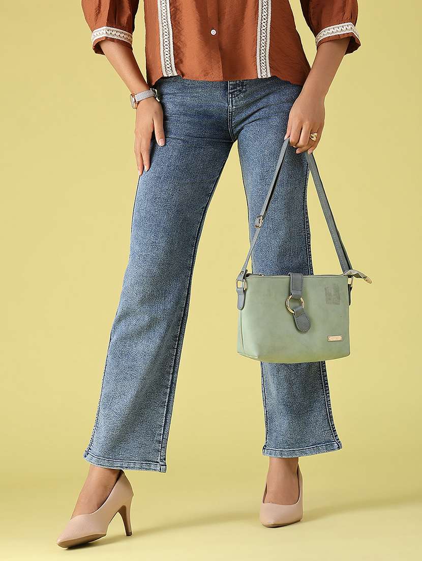 women washed high rise straight jeans