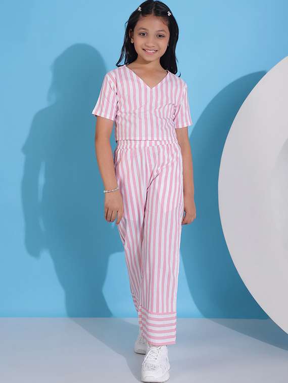 girl multi colored cotton top & trouser co-ord set - 22441086 -  Standard Image - 2