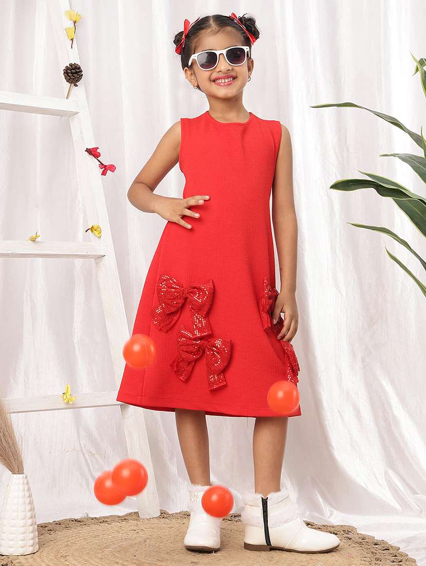 girls solid red polyester a-line dress - 22441105 -  Standard Image - 2