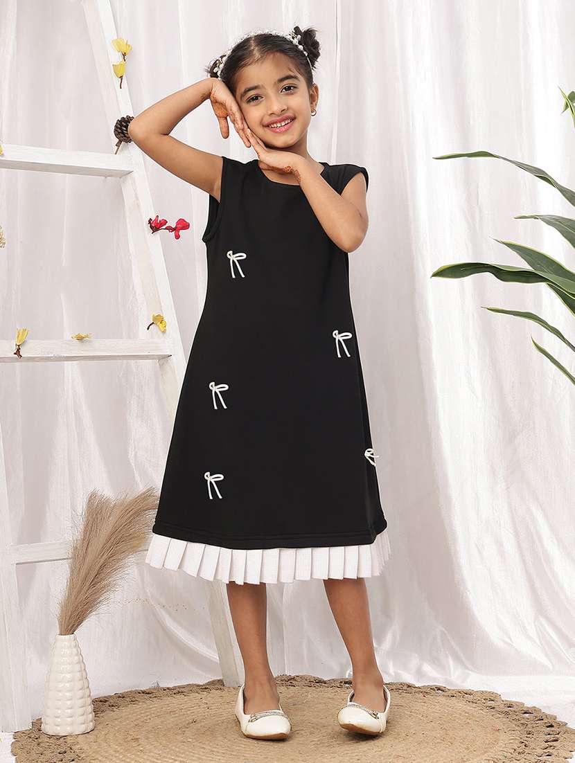 girls black polyester a-line dress - 22441109 -  Standard Image - 2