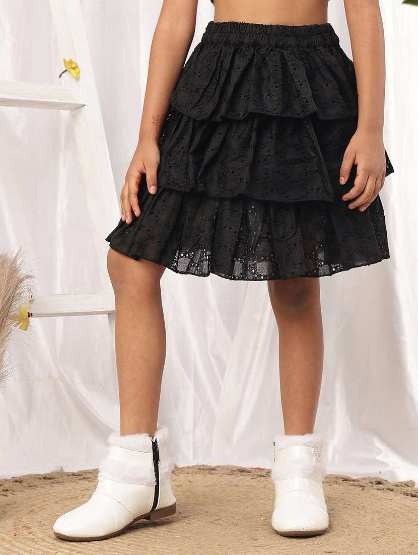 girl black cotton flared skirt - 22441110 -  Standard Image - 2