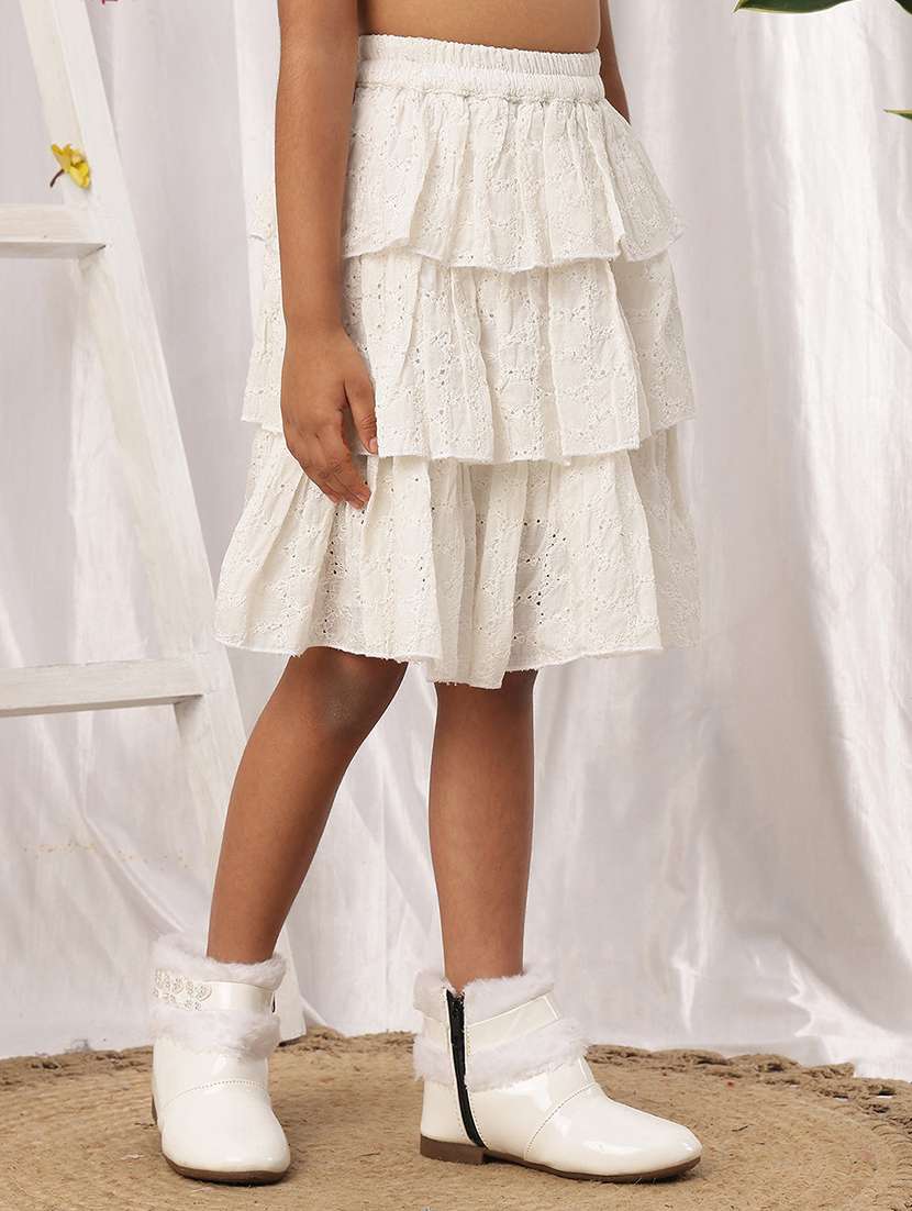girl  white cotton flared skirt - 22441111 -  Standard Image - 2