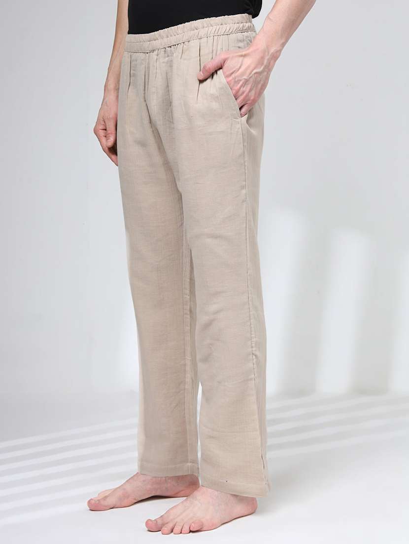 men solid high rise regular fit trouser - 22441156 -  Standard Image - 2