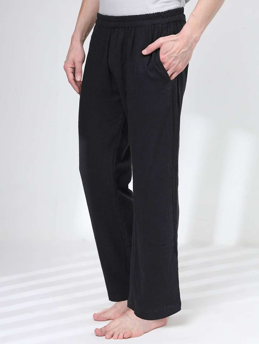 men solid high rise regular fit trouser - 22441157 -  Standard Image - 2