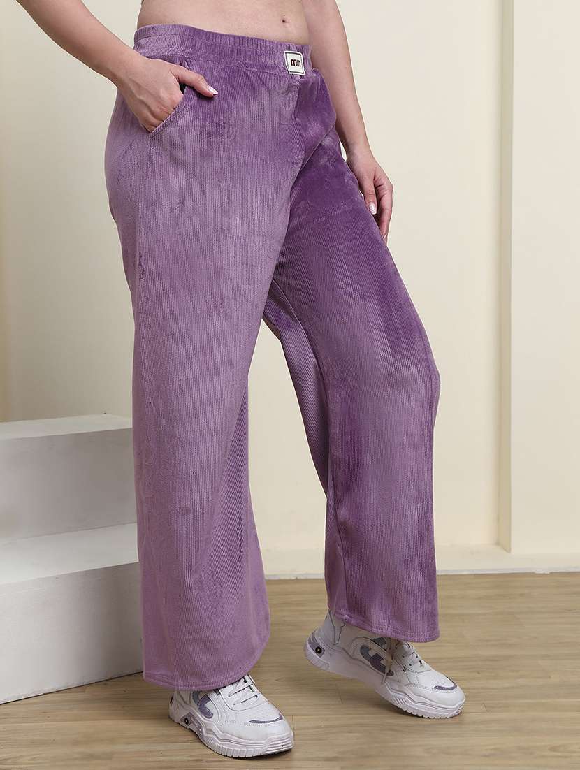 women purple velvet straight trouser - 22441166 -  Standard Image - 2