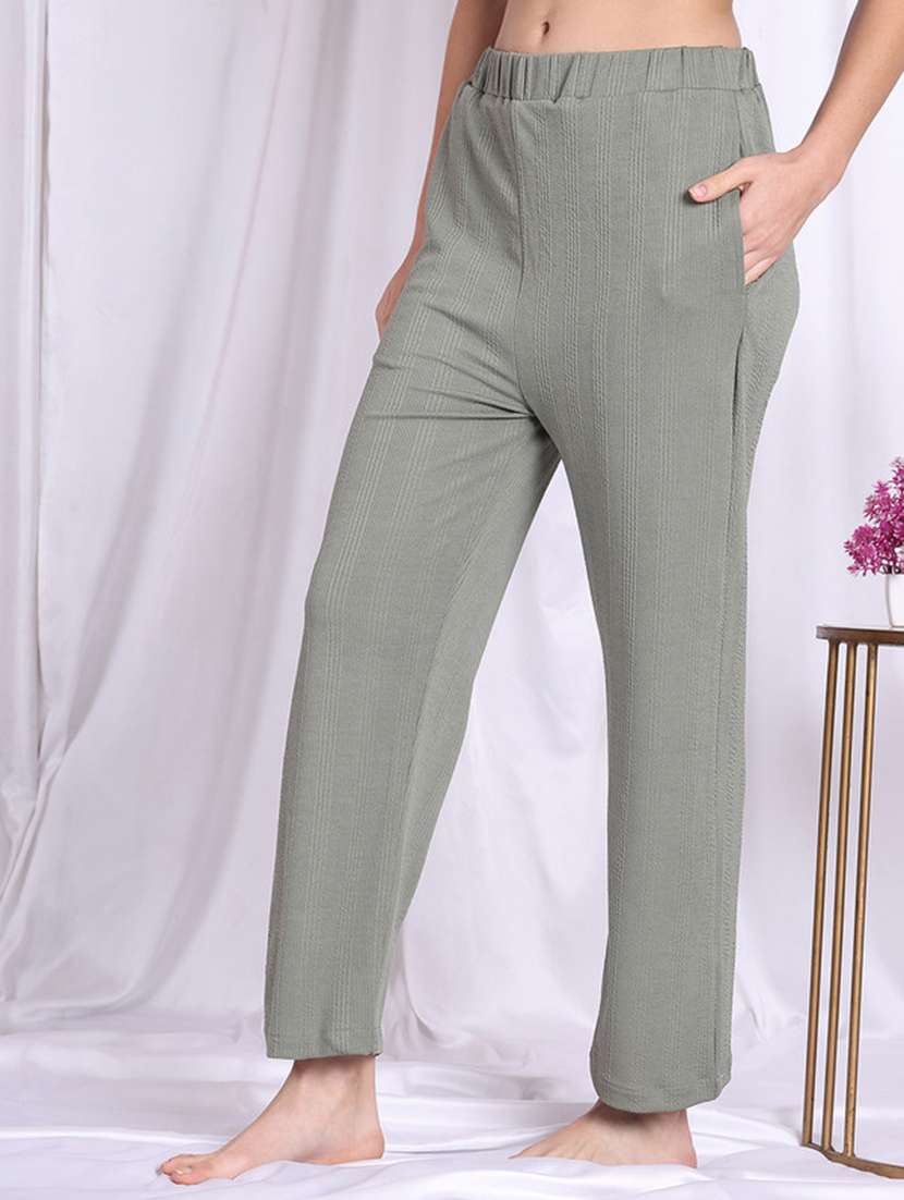 women olive polyester straight trouser - 22441186 -  Standard Image - 2