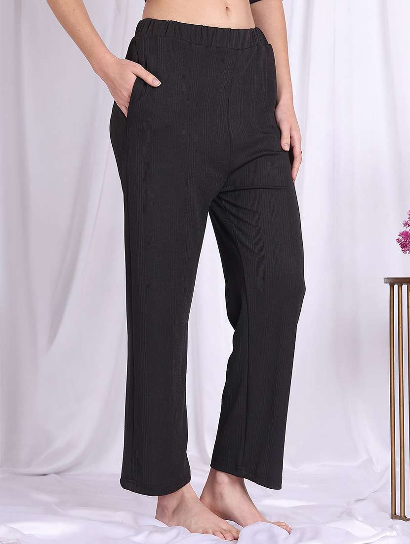women black polyester straight trouser - 22441187 -  Standard Image - 2