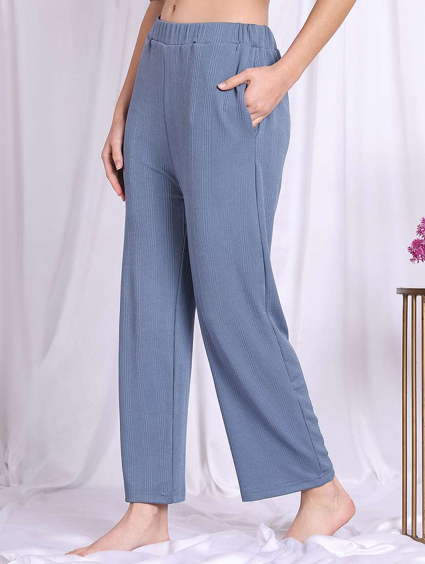 women blue polyester straight trouser - 22441188 -  Standard Image - 2