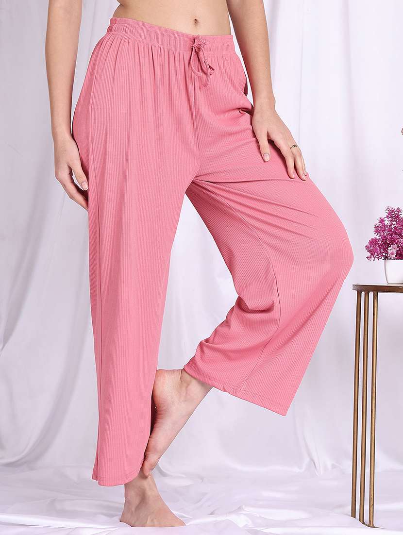 women pink cotton blend straight trouser - 22441189 -  Standard Image - 2