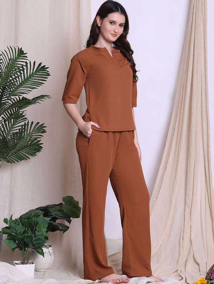 women solid nightwear pyjama set - 22441218 -  Standard Image - 2