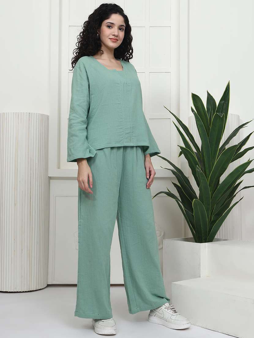 women solid nightwear pyjama set - 22441224 -  Standard Image - 2