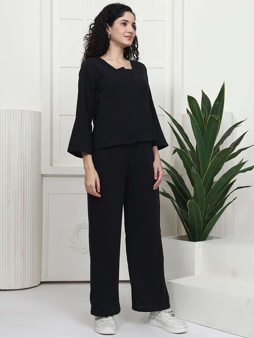 women solid nightwear pyjama set - 22441225 -  Standard Image - 2