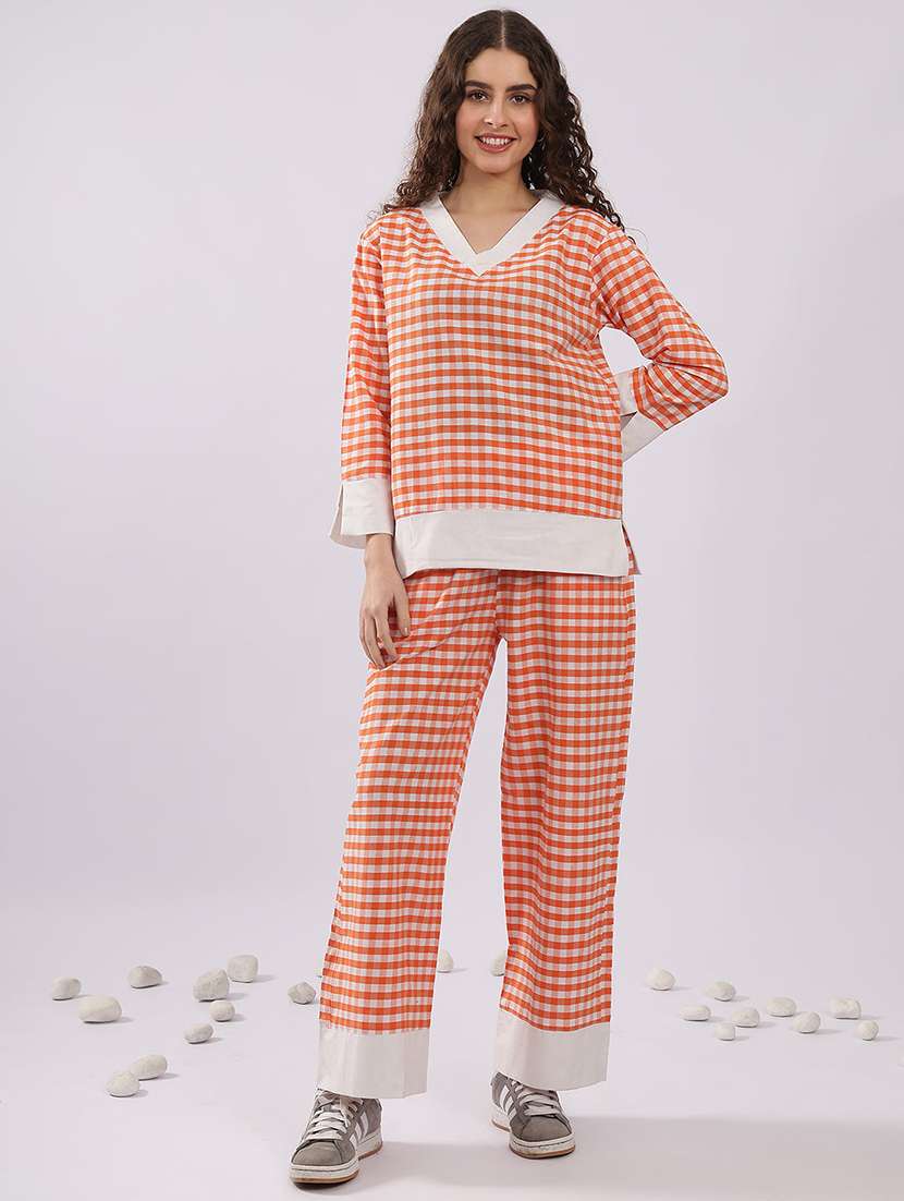 women checkered nightwear pyjama set - 22441235 -  Standard Image - 2