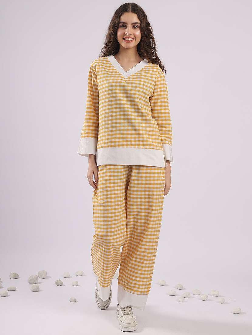women checkered nightwear pyjama set - 22441238 -  Standard Image - 2
