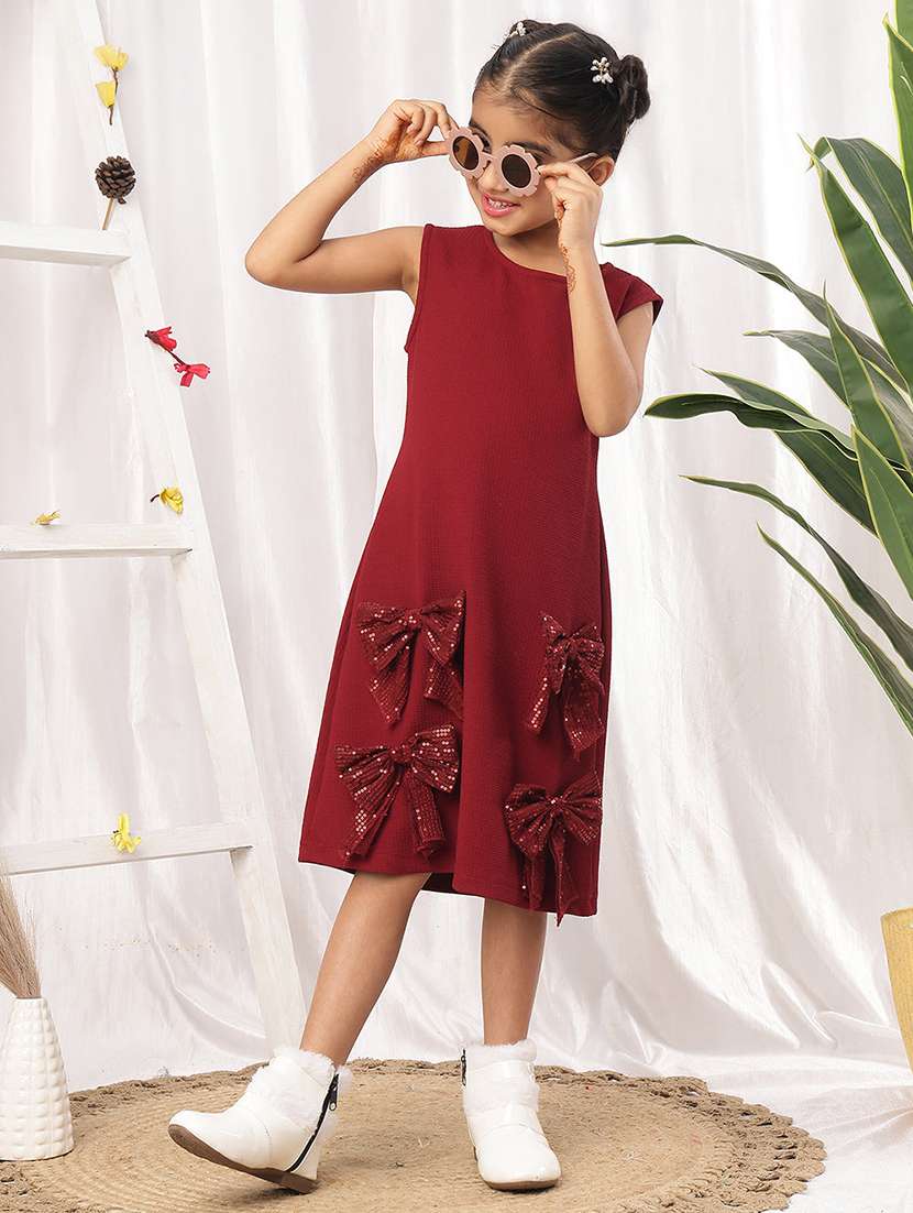 girls maroon polyester a-line dress - 22441251 -  Standard Image - 2