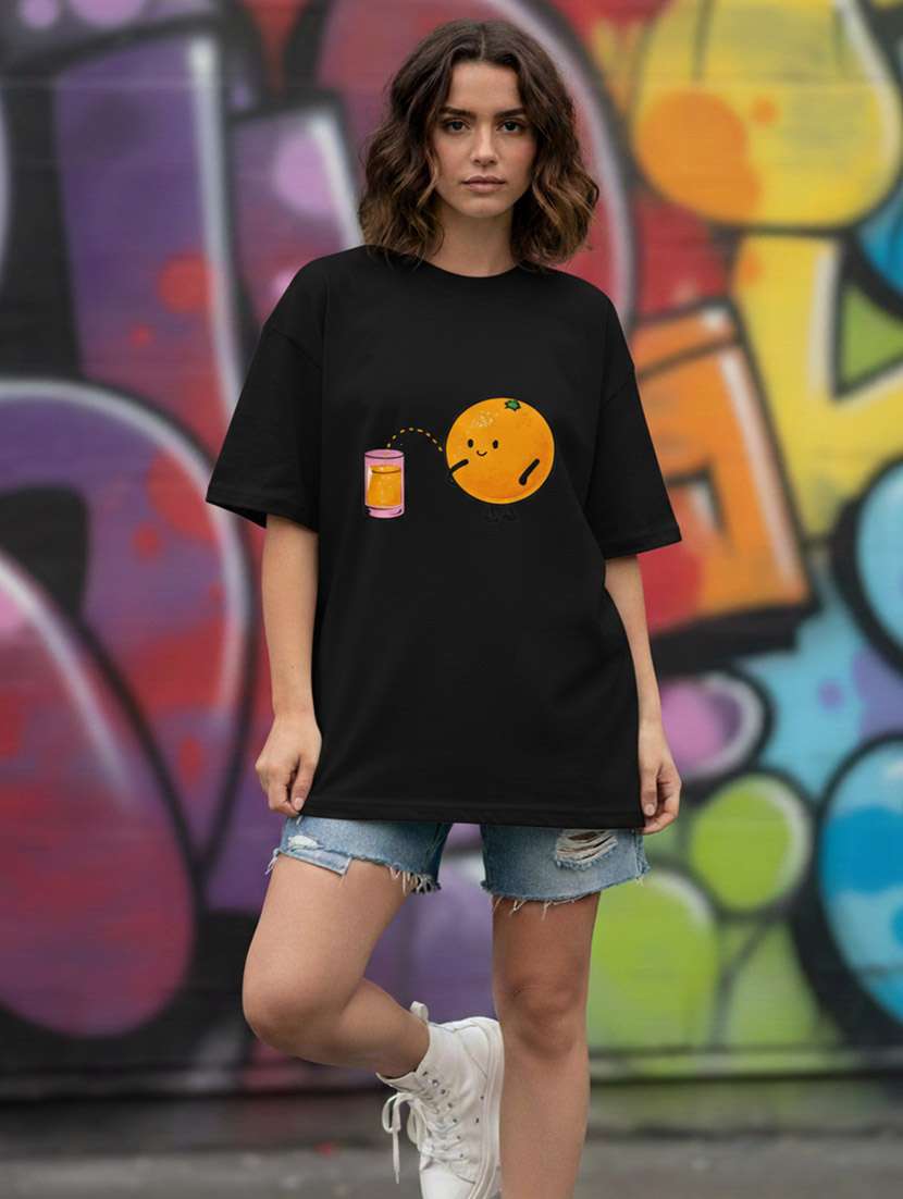 women graphic drop shoulder oversized t-shirt