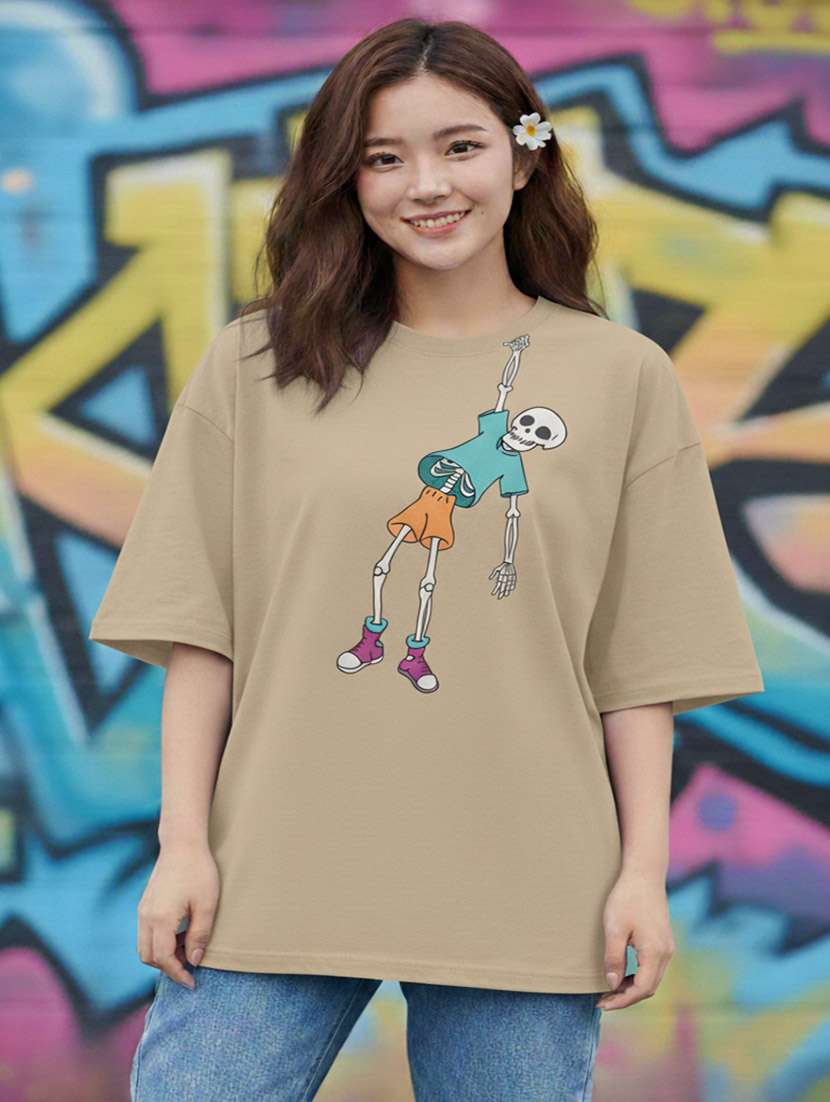 women graphic drop shoulder oversized t-shirt