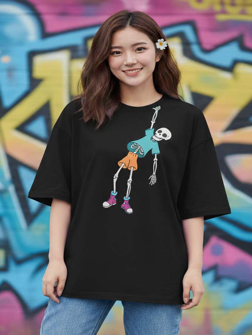 women graphic drop shoulder oversized t-shirt