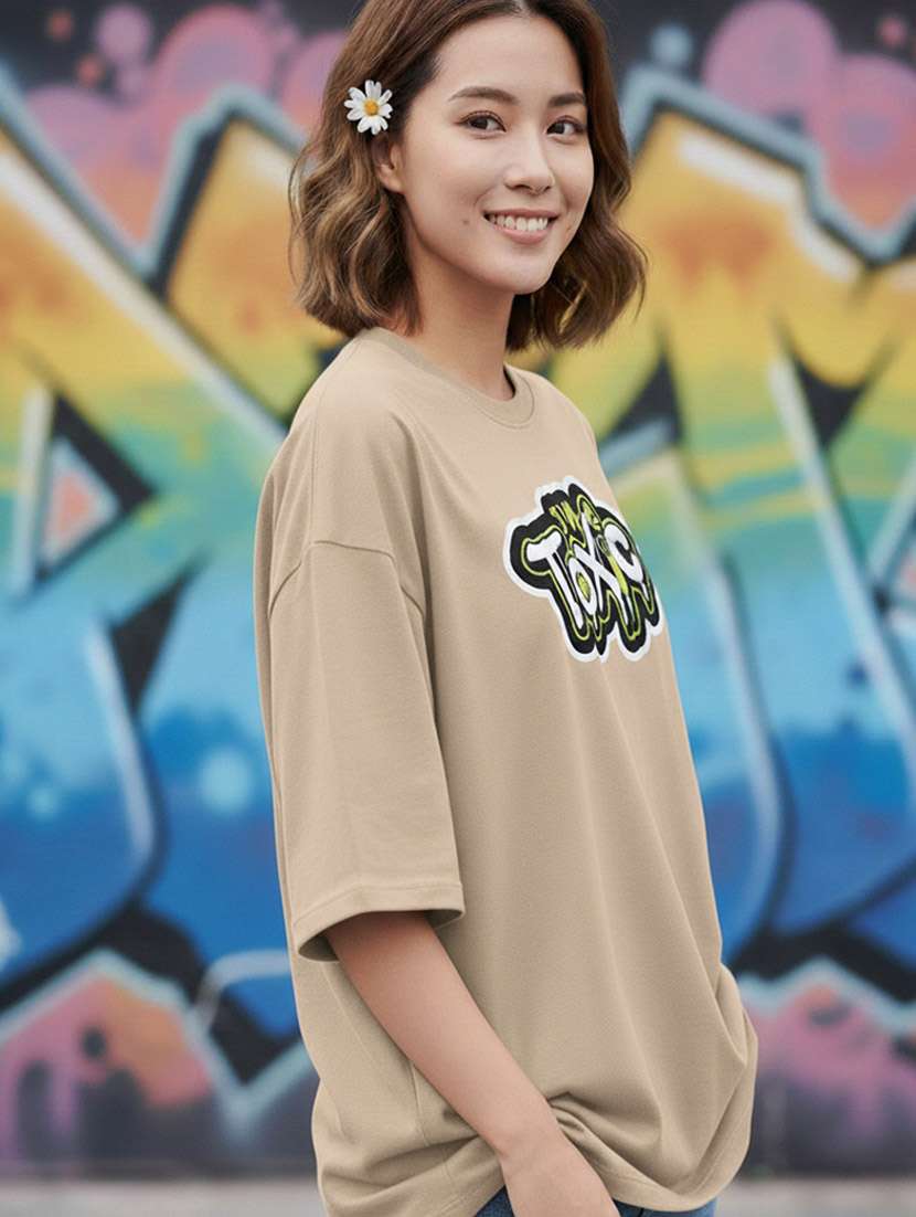 women typographic drop shoulder oversized t-shirt - 22441437 -  Standard Image - 2