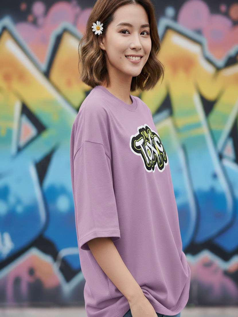 women typographic drop shoulder oversized t-shirt - 22441440 -  Standard Image - 2