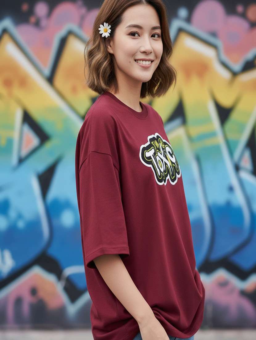 women typographic drop shoulder oversized t-shirt - 22441441 -  Standard Image - 2