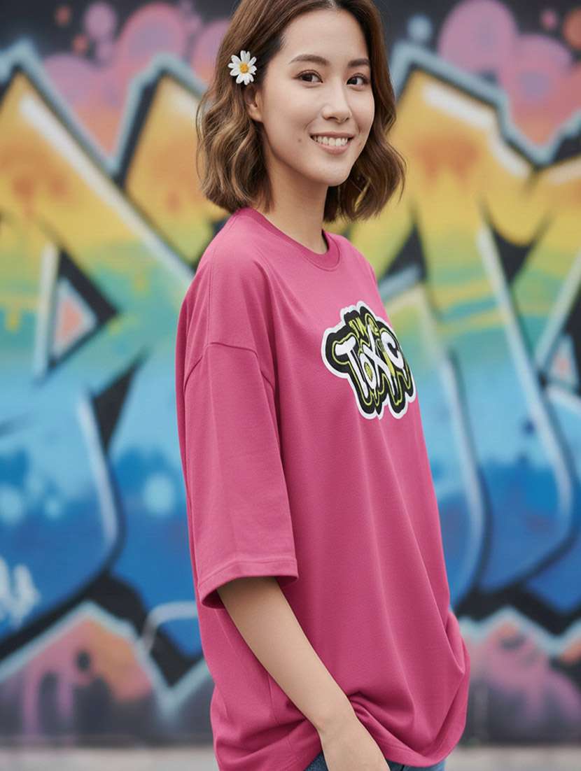 women typographic drop shoulder oversized t-shirt - 22441442 -  Standard Image - 2