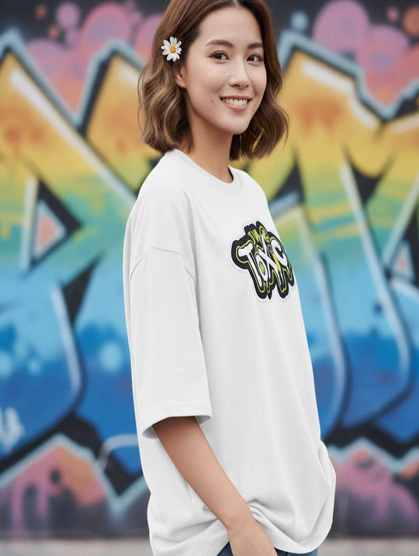women typographic drop shoulder oversized t-shirt - 22441443 -  Standard Image - 2