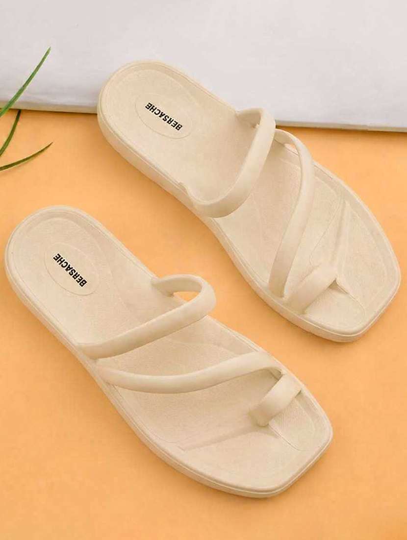 women beige slip on sandal
