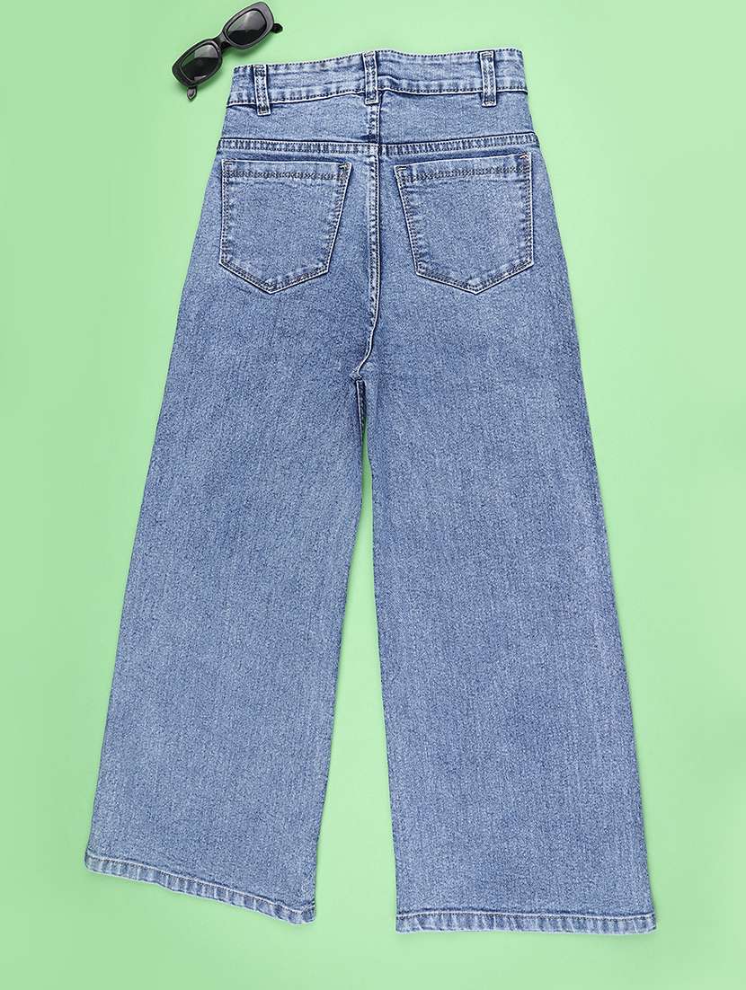 girls washed mid rise wide leg jeans - 22441537 -  Standard Image - 2