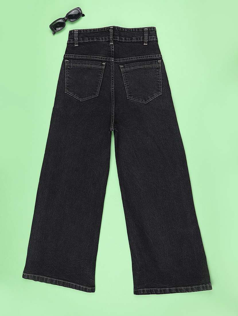 girls plain mid rise wide leg jeans - 22441539 -  Standard Image - 2