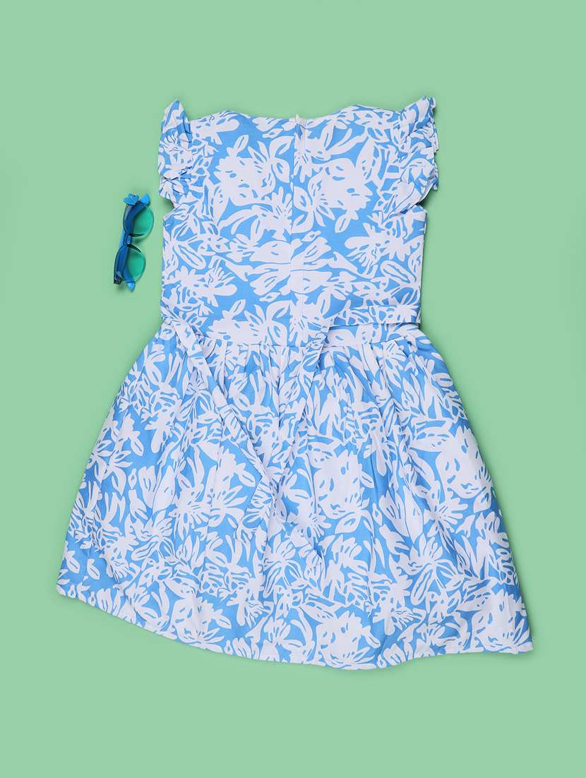 Girls Printed Ruffle Sleeves Frock - 22441611 -  Standard Image - 2